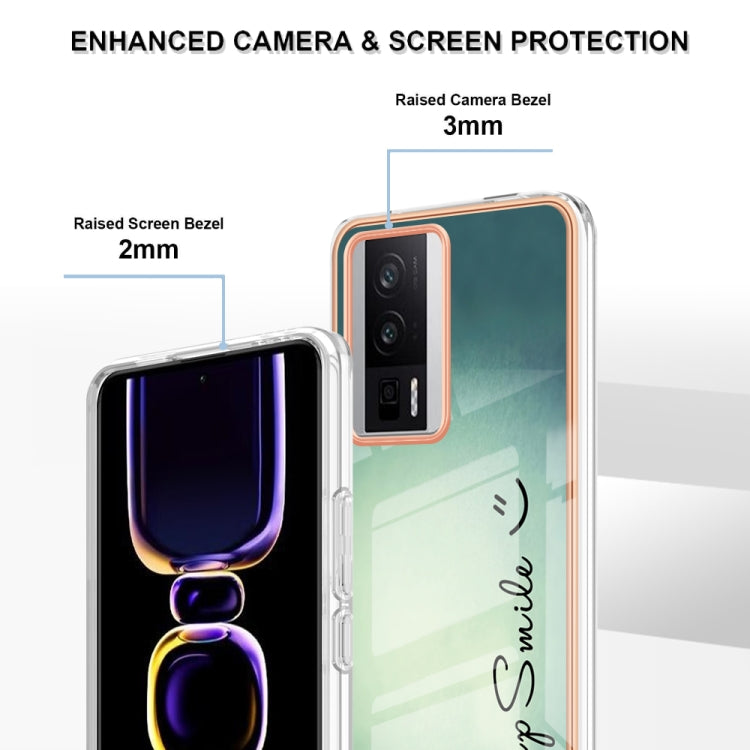For Xiaomi Poco F5 Pro 5G / Redmi K60 Electroplating Marble Dual-side IMD Phone Case(Smile)