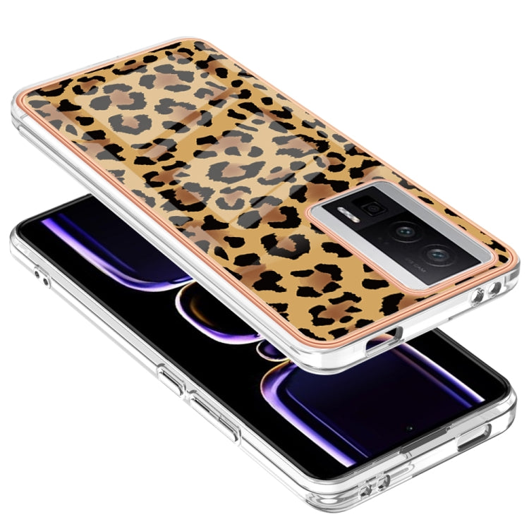 For Xiaomi Poco F5 Pro 5G / Redmi K60 Electroplating Marble Dual-side IMD Phone Case(Leopard Print)