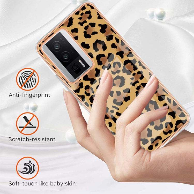 For Xiaomi Poco F5 Pro 5G / Redmi K60 Electroplating Marble Dual-side IMD Phone Case(Leopard Print)