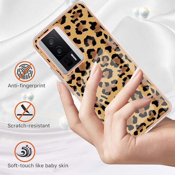 For Xiaomi Poco F5 Pro 5G / Redmi K60 Electroplating Marble Dual-side IMD Phone Case(Leopard Print)
