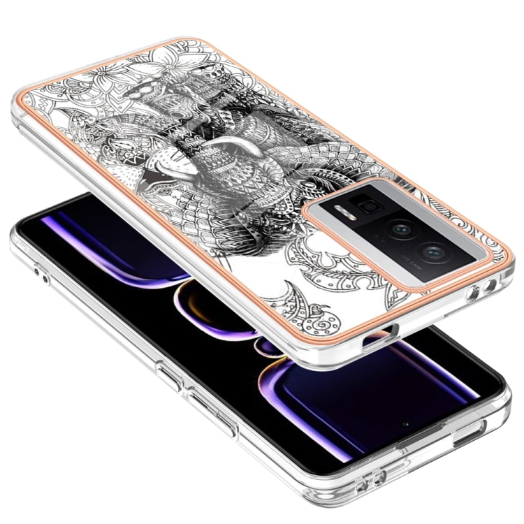 For Xiaomi Poco F5 Pro 5G / Redmi K60 Electroplating Marble Dual-side IMD Phone Case(Totem Elephant)