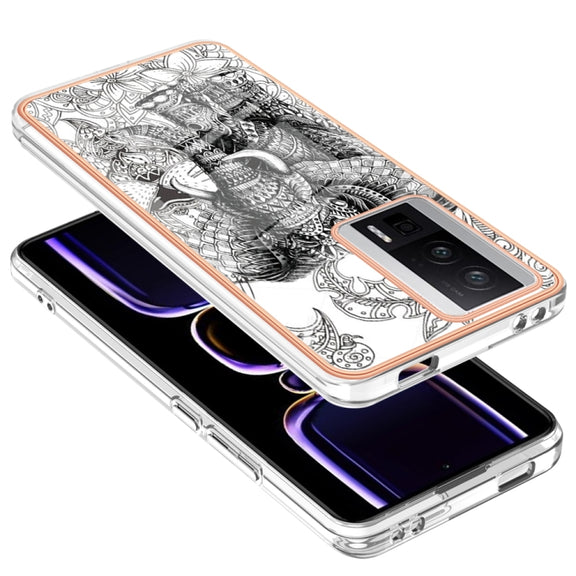 For Xiaomi Poco F5 Pro 5G / Redmi K60 Electroplating Marble Dual-side IMD Phone Case(Totem Elephant)