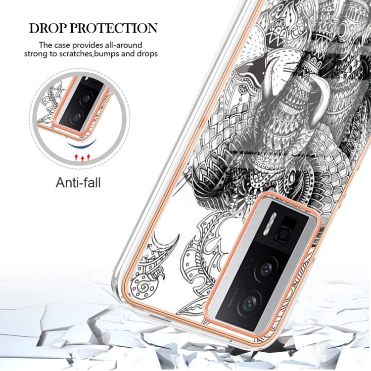 For Xiaomi Poco F5 Pro 5G / Redmi K60 Electroplating Marble Dual-side IMD Phone Case(Totem Elephant)