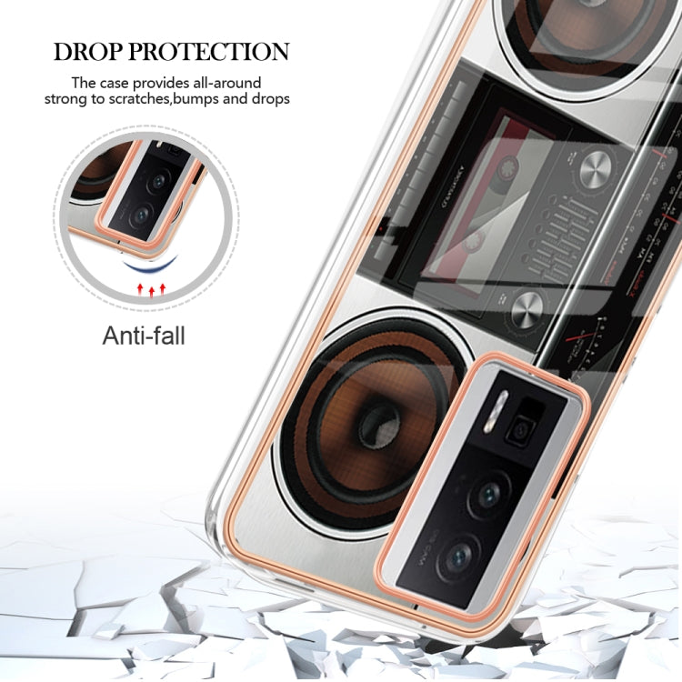 For Xiaomi Poco F5 Pro 5G / Redmi K60 Electroplating Marble Dual-side IMD Phone Case(Retro Radio)