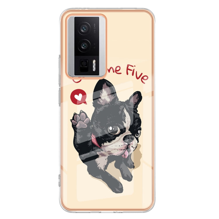 For Xiaomi Poco F5 Pro 5G / Redmi K60 Electroplating Marble Dual-side IMD Phone Case(Lucky Dog)