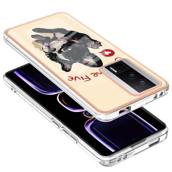For Xiaomi Poco F5 Pro 5G / Redmi K60 Electroplating Marble Dual-side IMD Phone Case(Lucky Dog)