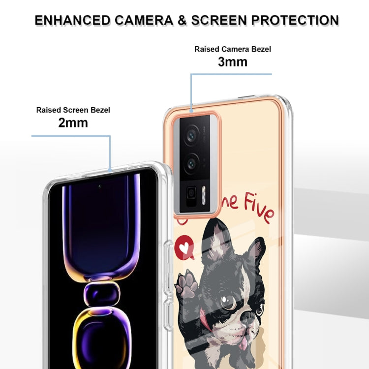 For Xiaomi Poco F5 Pro 5G / Redmi K60 Electroplating Marble Dual-side IMD Phone Case(Lucky Dog)