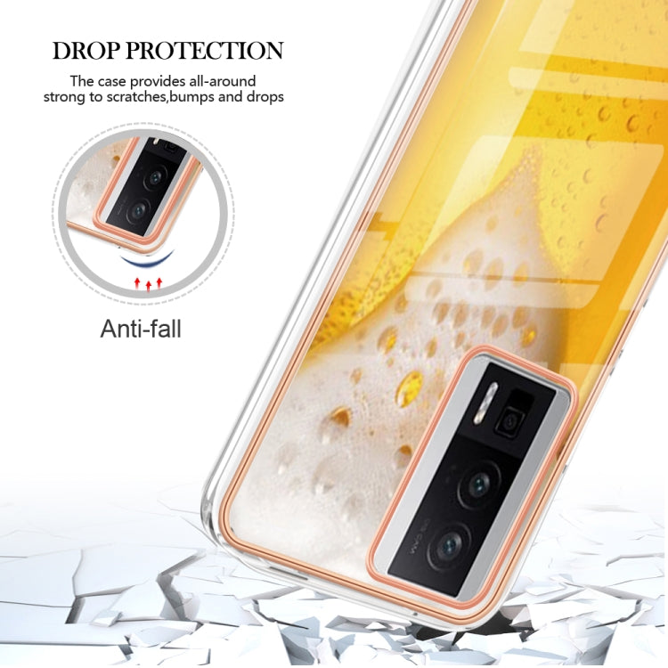 For Xiaomi Poco F5 Pro 5G / Redmi K60 Electroplating Marble Dual-side IMD Phone Case(Draft Beer)