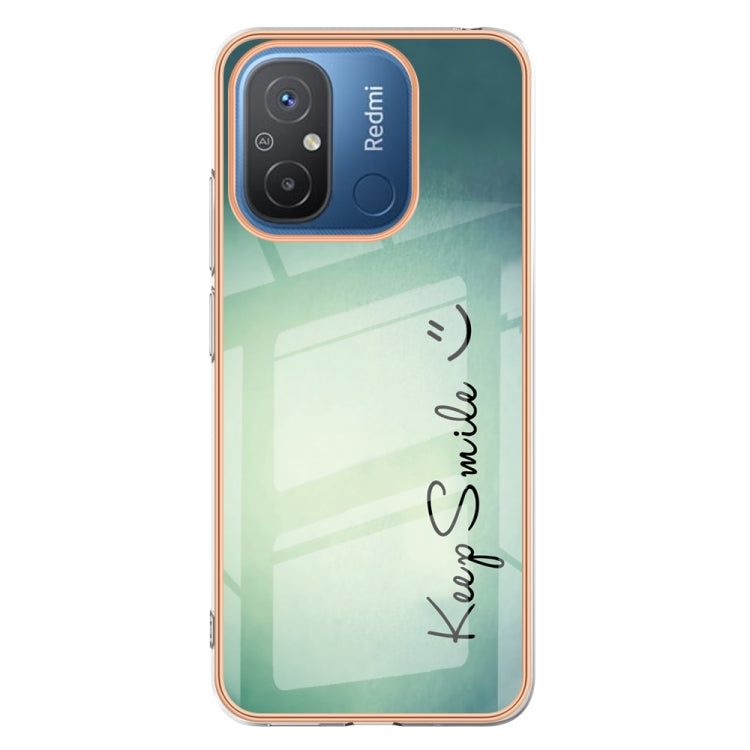 For Xiaomi Redmi 12C / 11A 4G Electroplating Marble Dual-side IMD Phone Case(Smile)