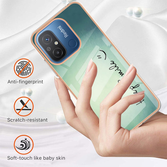 For Xiaomi Redmi 12C / 11A 4G Electroplating Marble Dual-side IMD Phone Case(Smile)
