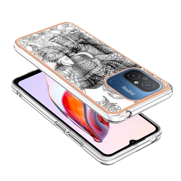 For Xiaomi Redmi 12C / 11A 4G Electroplating Marble Dual-side IMD Phone Case(Totem Elephant)