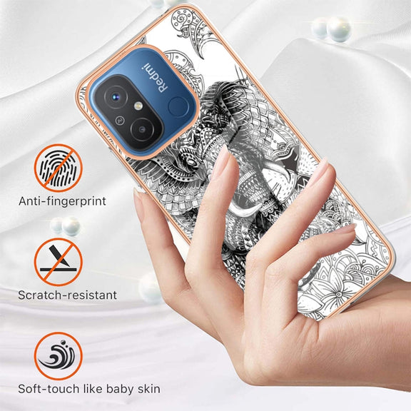 For Xiaomi Redmi 12C / 11A 4G Electroplating Marble Dual-side IMD Phone Case(Totem Elephant)