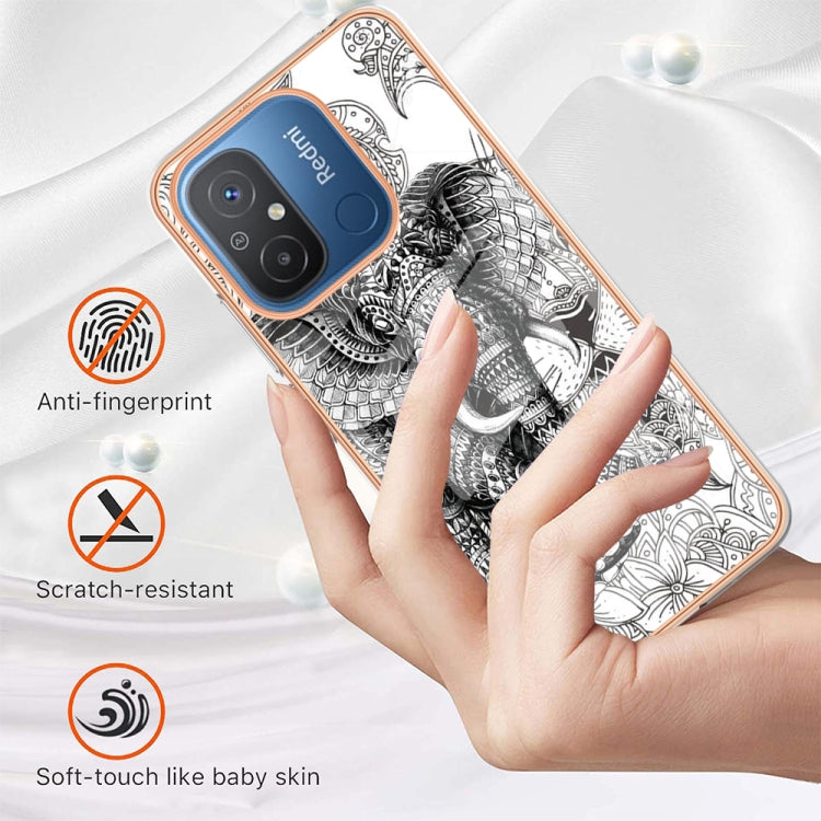 For Xiaomi Redmi 12C / 11A 4G Electroplating Marble Dual-side IMD Phone Case(Totem Elephant)