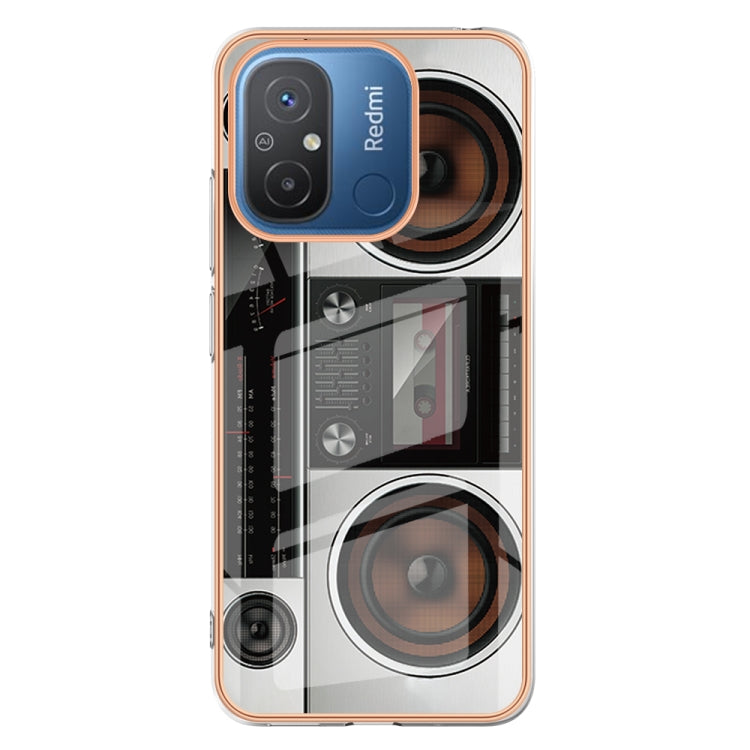 For Xiaomi Redmi 12C / 11A 4G Electroplating Marble Dual-side IMD Phone Case(Retro Radio)