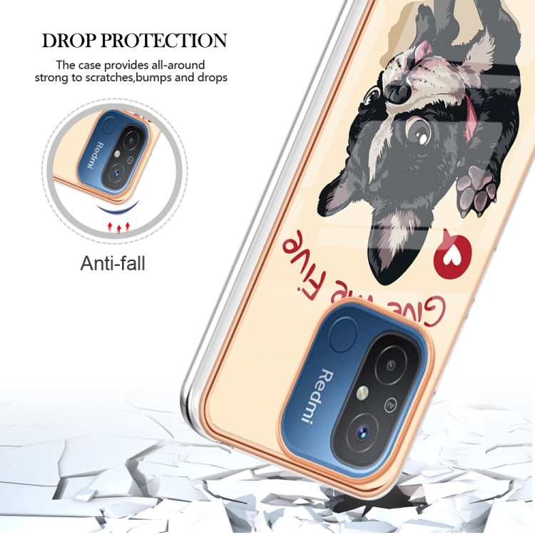 For Xiaomi Redmi 12C / 11A 4G Electroplating Marble Dual-side IMD Phone Case(Lucky Dog)