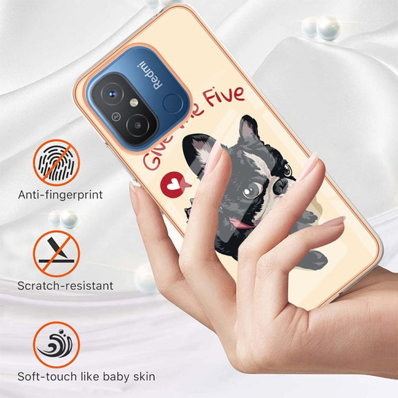 For Xiaomi Redmi 12C / 11A 4G Electroplating Marble Dual-side IMD Phone Case(Lucky Dog)