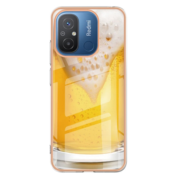 For Xiaomi Redmi 12C / 11A 4G Electroplating Marble Dual-side IMD Phone Case(Draft Beer)
