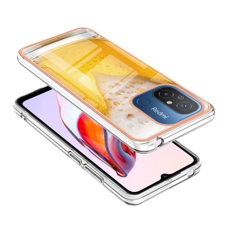 For Xiaomi Redmi 12C / 11A 4G Electroplating Marble Dual-side IMD Phone Case(Draft Beer)