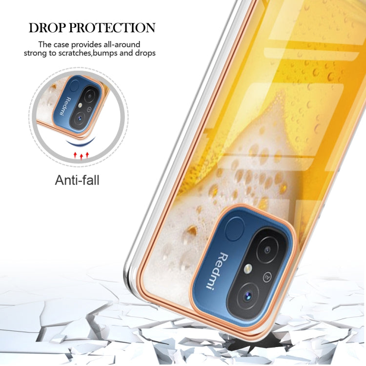 For Xiaomi Redmi 12C / 11A 4G Electroplating Marble Dual-side IMD Phone Case(Draft Beer)