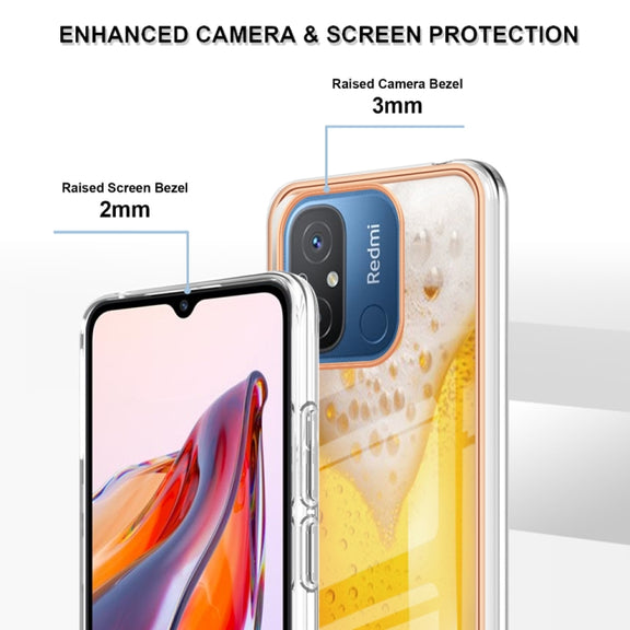 For Xiaomi Redmi 12C / 11A 4G Electroplating Marble Dual-side IMD Phone Case(Draft Beer)