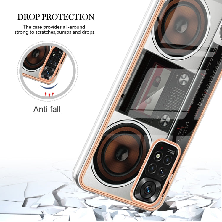 For Xiaomi Redmi Note 11s / Note 11 4G Electroplating Marble Dual-side IMD Phone Case(Retro Radio)