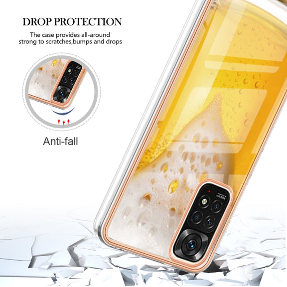 For Xiaomi Redmi Note 11s / Note 11 4G Electroplating Marble Dual-side IMD Phone Case(Draft Beer)
