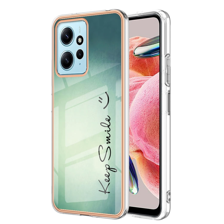 For Xiaomi Redmi Note 12 4G Electroplating Marble Dual-side IMD Phone Case(Smile)