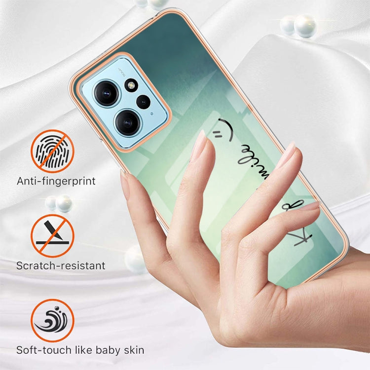 For Xiaomi Redmi Note 12 4G Electroplating Marble Dual-side IMD Phone Case(Smile)