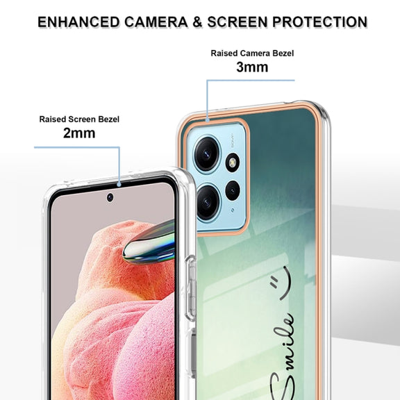 For Xiaomi Redmi Note 12 4G Electroplating Marble Dual-side IMD Phone Case(Smile)