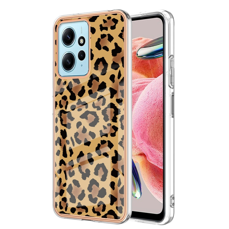 For Xiaomi Redmi Note 12 4G Electroplating Marble Dual-side IMD Phone Case(Leopard Print)