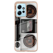For Xiaomi Redmi Note 12 4G Electroplating Marble Dual-side IMD Phone Case(Retro Radio)
