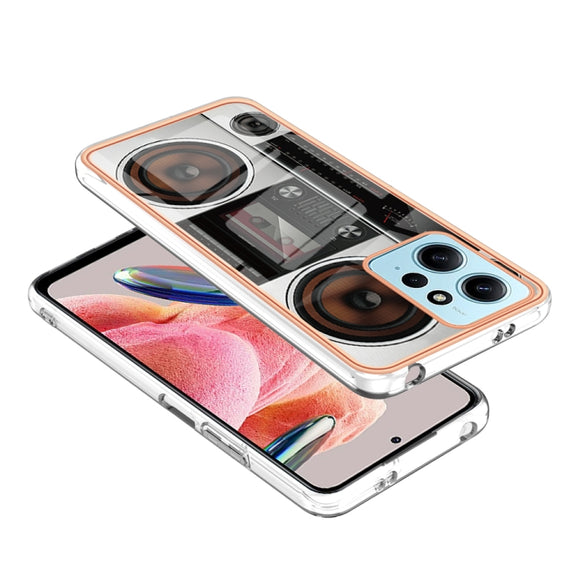 For Xiaomi Redmi Note 12 4G Electroplating Marble Dual-side IMD Phone Case(Retro Radio)