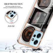 For Xiaomi Redmi Note 12 4G Electroplating Marble Dual-side IMD Phone Case(Retro Radio)