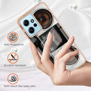 For Xiaomi Redmi Note 12 4G Electroplating Marble Dual-side IMD Phone Case(Retro Radio)