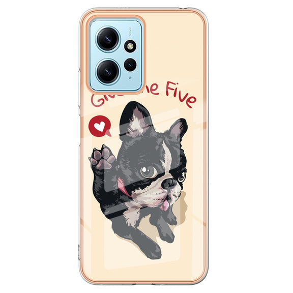 For Xiaomi Redmi Note 12 4G Electroplating Marble Dual-side IMD Phone Case(Lucky Dog)