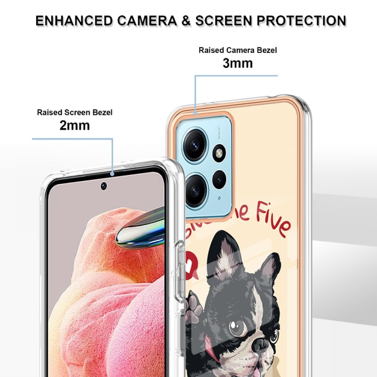 For Xiaomi Redmi Note 12 4G Electroplating Marble Dual-side IMD Phone Case(Lucky Dog)