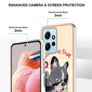 For Xiaomi Redmi Note 12 4G Electroplating Marble Dual-side IMD Phone Case(Lucky Dog)