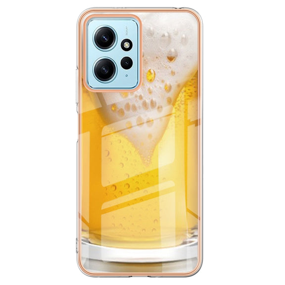 For Xiaomi Redmi Note 12 4G Electroplating Marble Dual-side IMD Phone Case(Draft Beer)