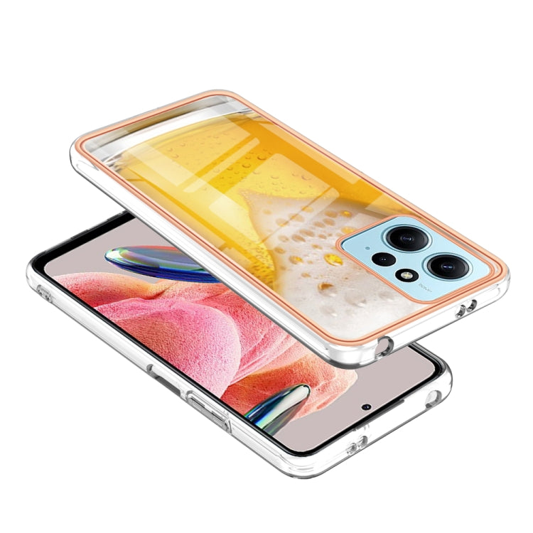 For Xiaomi Redmi Note 12 4G Electroplating Marble Dual-side IMD Phone Case(Draft Beer)