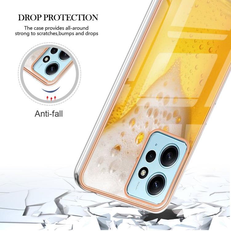 For Xiaomi Redmi Note 12 4G Electroplating Marble Dual-side IMD Phone Case(Draft Beer)