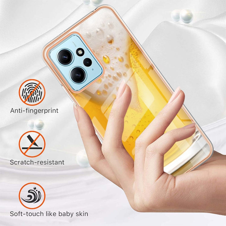 For Xiaomi Redmi Note 12 4G Electroplating Marble Dual-side IMD Phone Case(Draft Beer)
