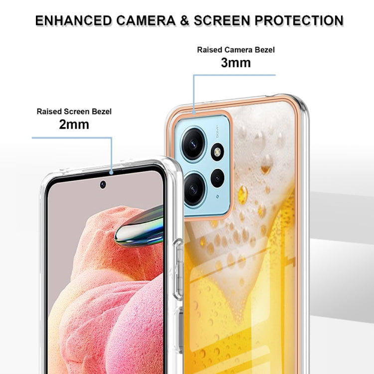 For Xiaomi Redmi Note 12 4G Electroplating Marble Dual-side IMD Phone Case(Draft Beer)