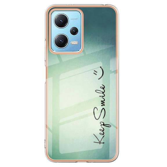 For Xiaomi Redmi Note 12 5G Global Electroplating Marble Dual-side IMD Phone Case(Smile)