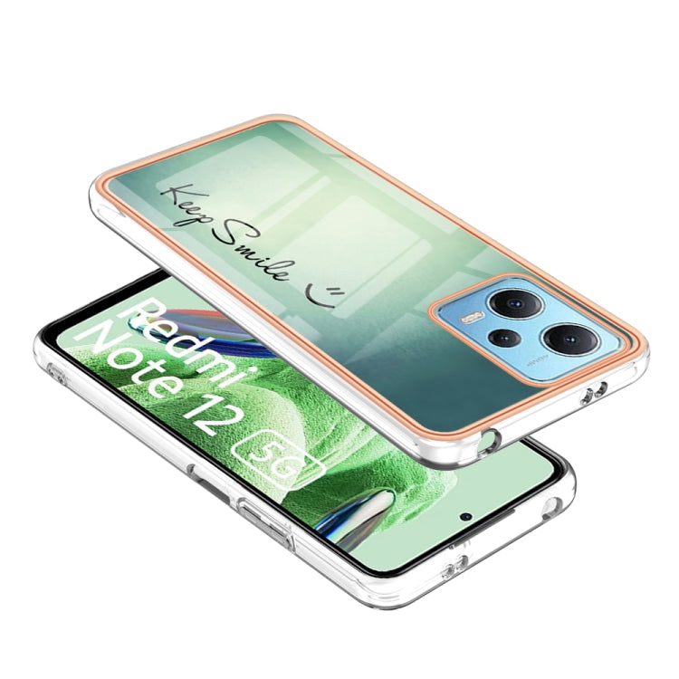For Xiaomi Redmi Note 12 5G Global Electroplating Marble Dual-side IMD Phone Case(Smile)