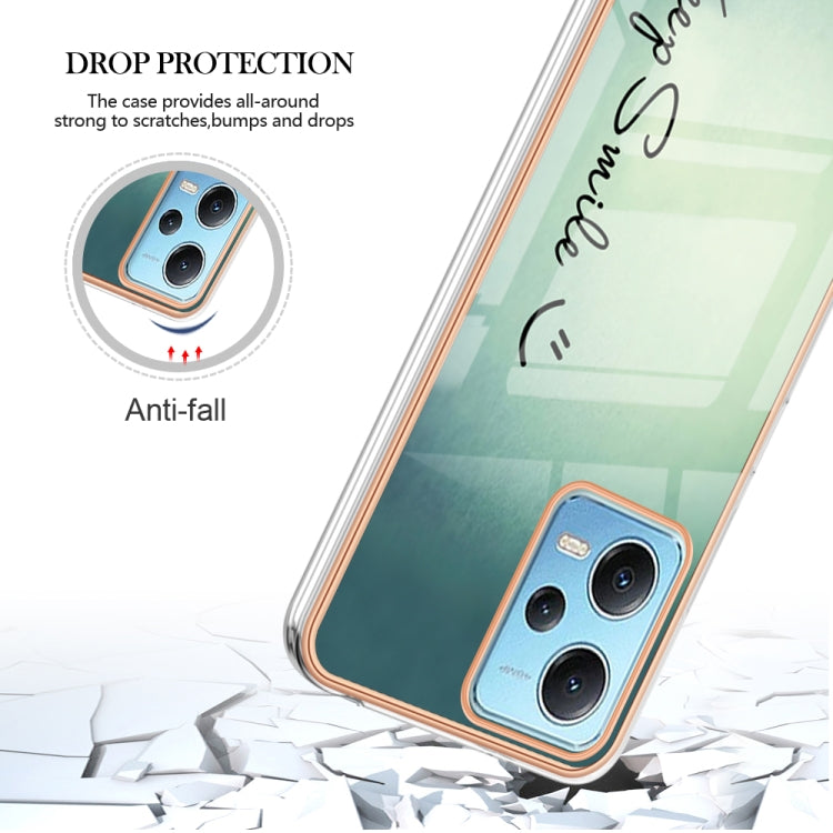 For Xiaomi Redmi Note 12 5G Global Electroplating Marble Dual-side IMD Phone Case(Smile)