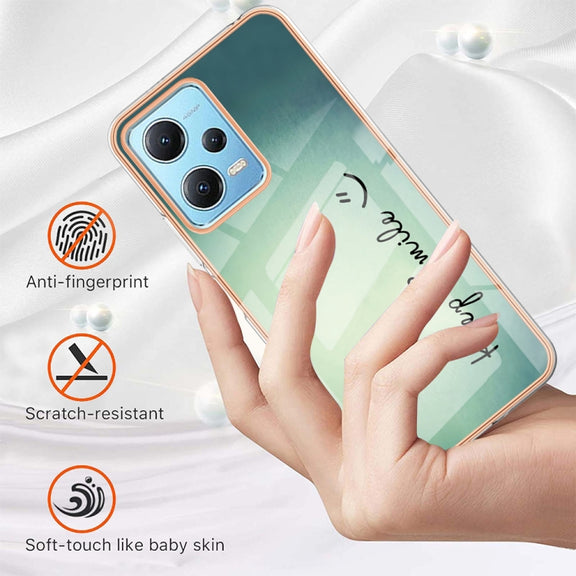 For Xiaomi Redmi Note 12 5G Global Electroplating Marble Dual-side IMD Phone Case(Smile)