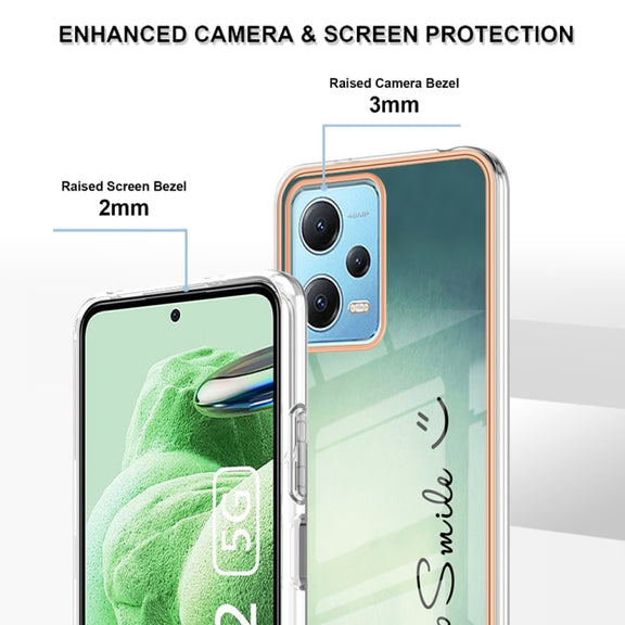 For Xiaomi Redmi Note 12 5G Global Electroplating Marble Dual-side IMD Phone Case(Smile)