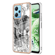For Xiaomi Redmi Note 12 5G Global Electroplating Marble Dual-side IMD Phone Case(Totem Elephant)