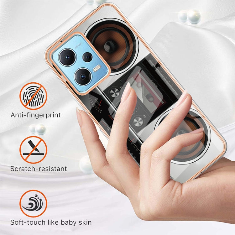 For Xiaomi Redmi Note 12 5G Global Electroplating Marble Dual-side IMD Phone Case(Retro Radio)