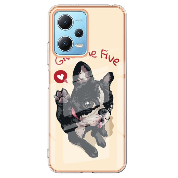 For Xiaomi Redmi Note 12 5G Global Electroplating Marble Dual-side IMD Phone Case(Lucky Dog)